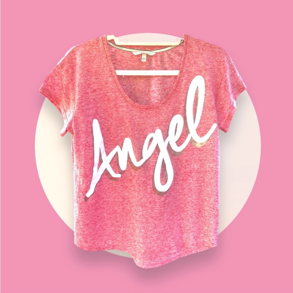 Like New Victoria’s Secret Angel T-shirt, Small, Thin, Oversized, Pink/White